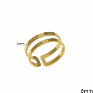 Δαχτυλίδι Ατσάλινο Βέρα 2πλή Ανοιγόμενη 6mm ΧΡΥΣΟ